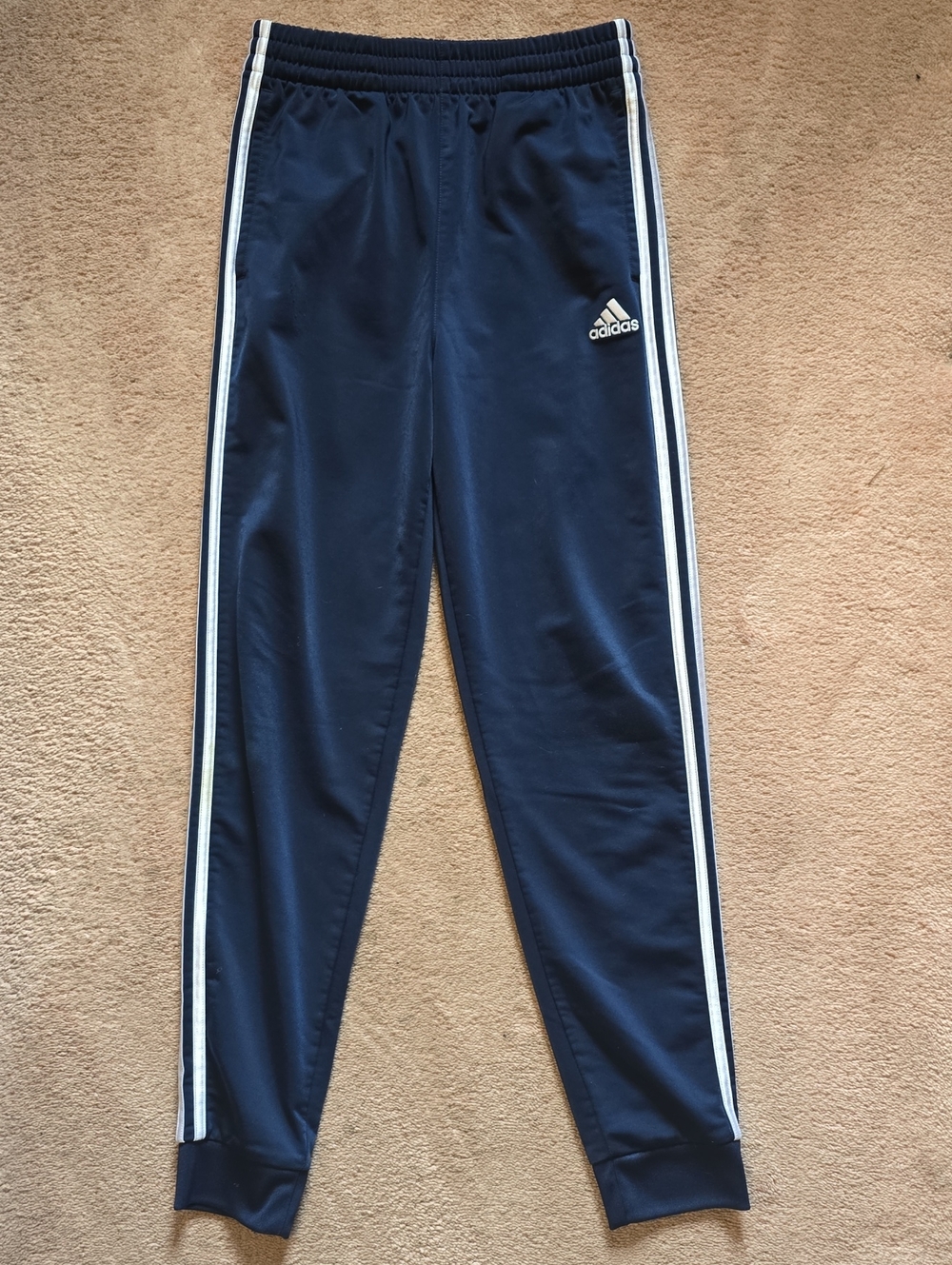 Adidas Navy Blue Joggers with White Side Stripes Youth Large 14/16